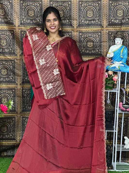 Silk Saree + work blouse combo
