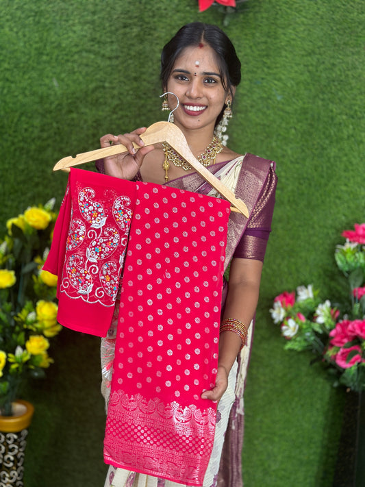 GEORGETTE SAREE WITH WORK BLOUSE