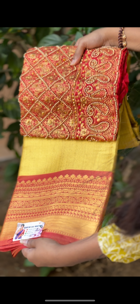Saree + work blouse combo