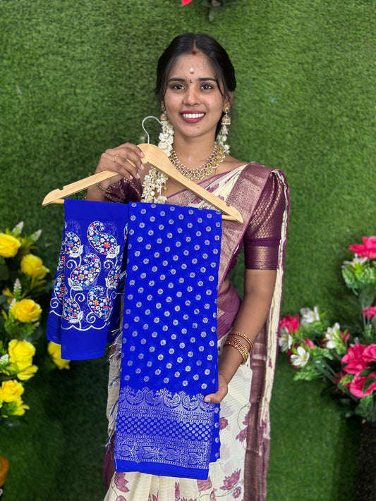 GEORGETTE SAREE WITH WORK BLOUSE