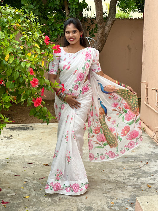 linen cotton Halfsaree model