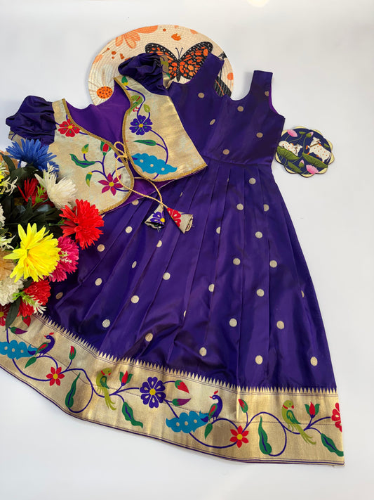 Paithani silk with weaving & lace Full Stitch