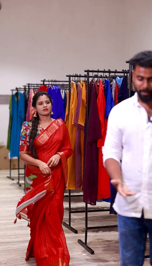 Crepe Silk Checks Design Saree