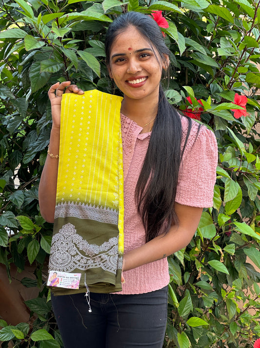 Georgette saree necklace border design