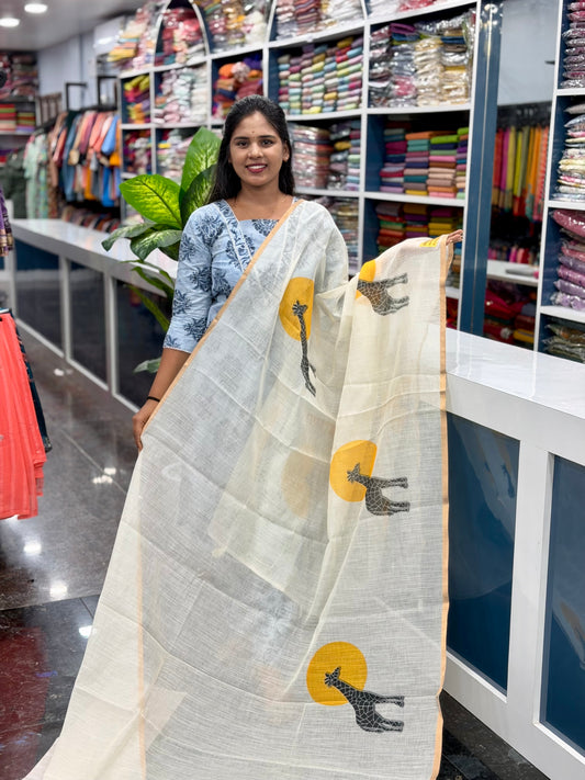 Linen cotton saree