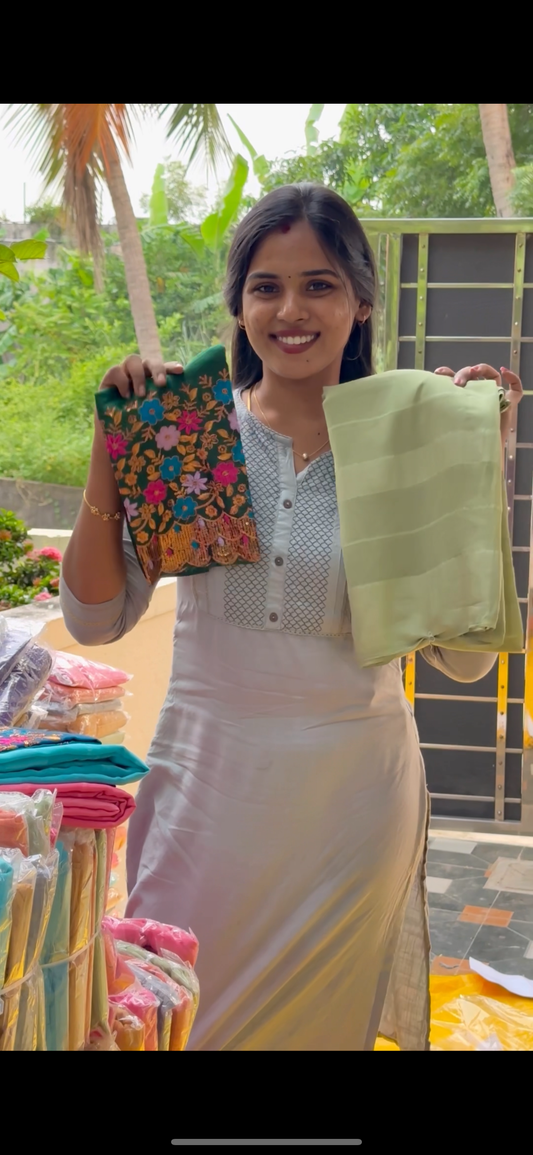 Georgette saree & work blouse combo