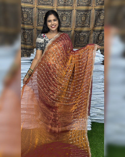 Space silk Fancy saree full sequence work