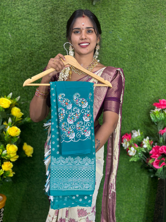 GEORGETTE SAREE WITH WORK BLOUSE