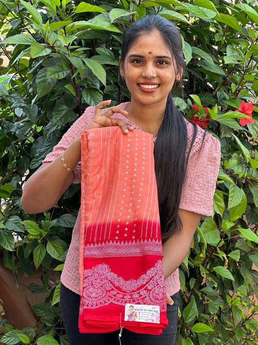 Georgette saree necklace border design