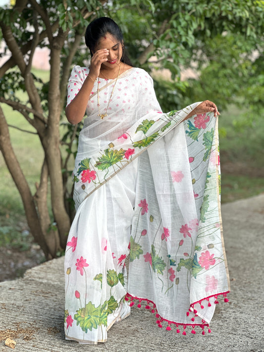 linen cotton Halfsaree model
