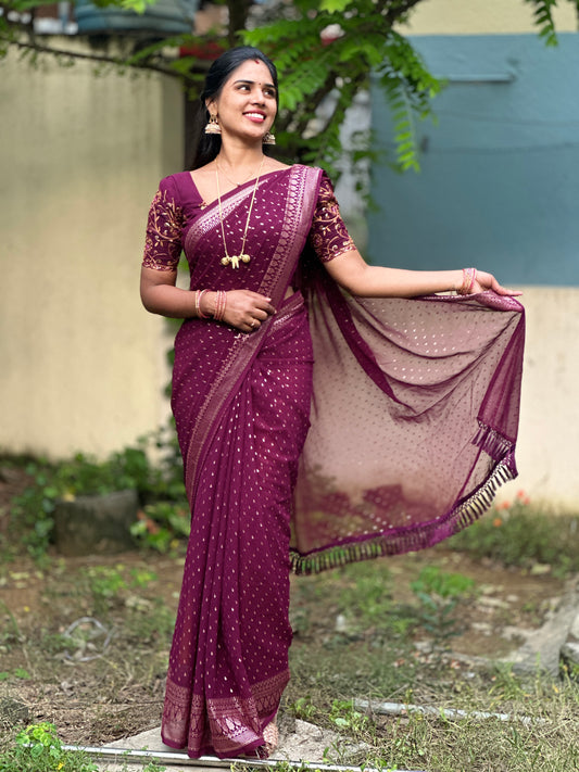 Saree + work blouse combo