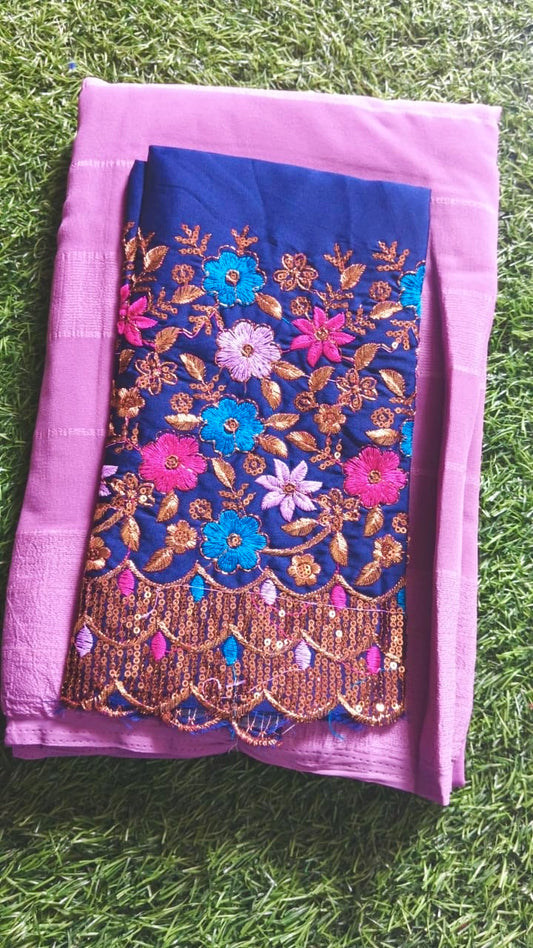 Georgette saree & work blouse combo