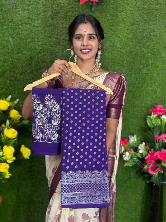 GEORGETTE SAREE WITH WORK BLOUSE