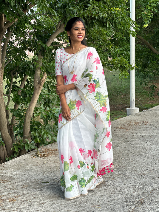 linen cotton Halfsaree model
