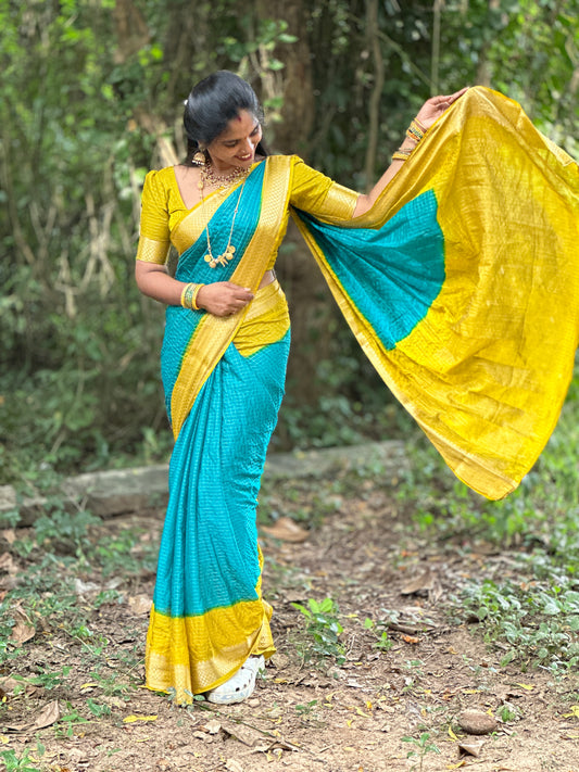 Mysore Crepe Silk Small Checks Design Saree