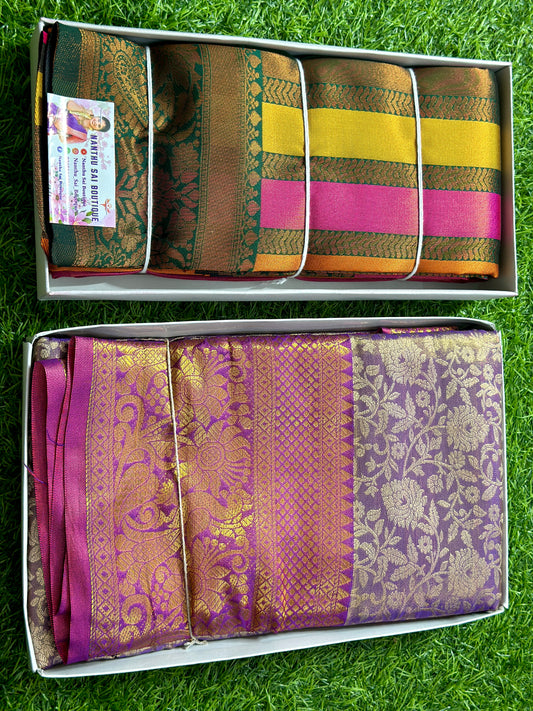 ( 1+1 OFFER ) KANCHI SEMI SILK SAREE