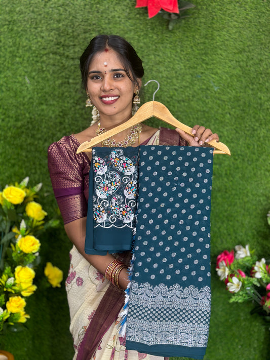 GEORGETTE SAREE WITH WORK BLOUSE