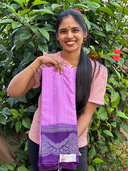 Georgette saree necklace border design