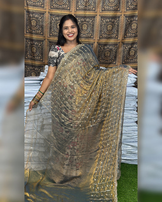 Space silk Fancy saree full sequence work