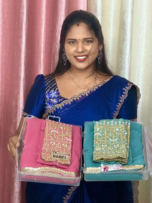 2 Fancy Saree + work blouse