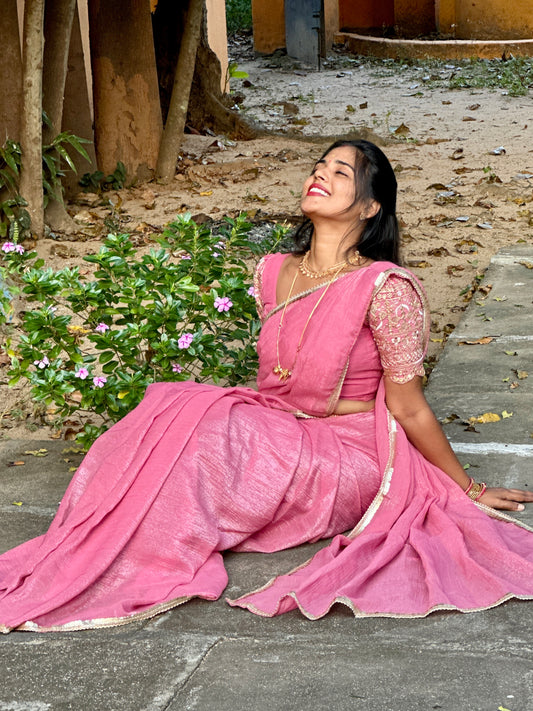 Popcorn material Fancy Saree + work blouse