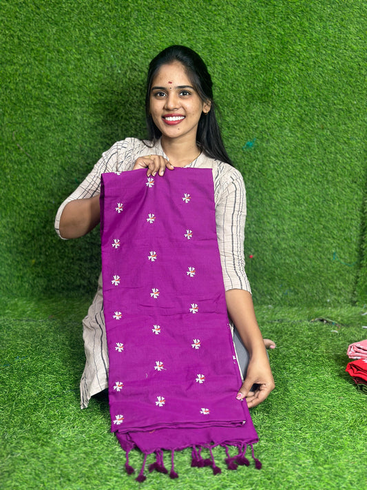 Khadi Cotton Embroidery Saree