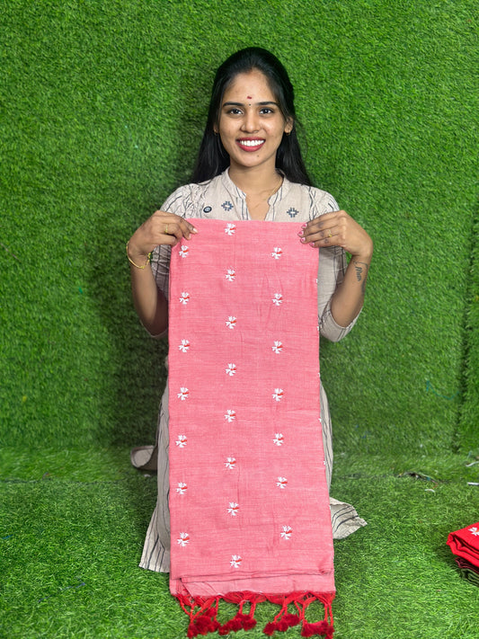 Khadi Cotton Embroidery Saree