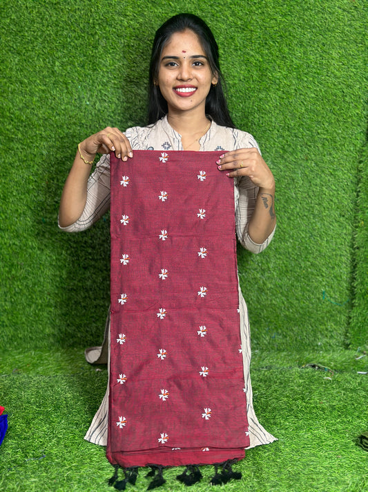 Khadi Cotton Embroidery Saree