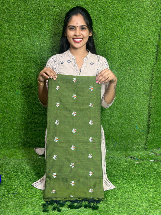 Khadi Cotton Embroidery Saree