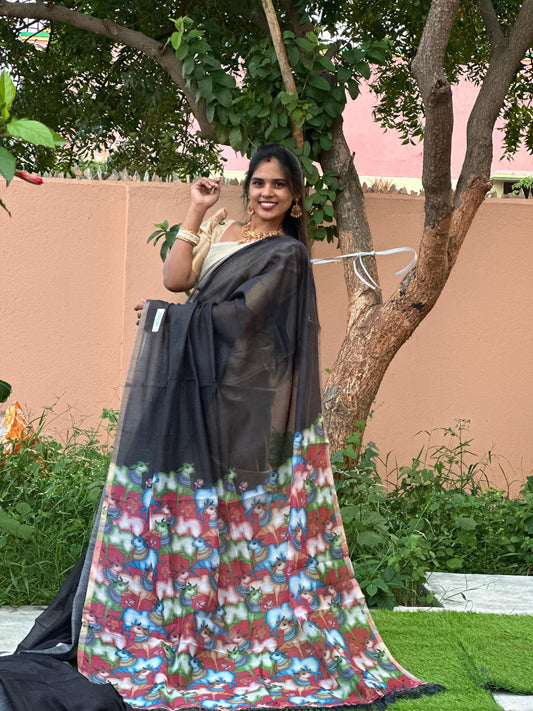 LINEN COTTON WITH KALAMKARI DESIGN