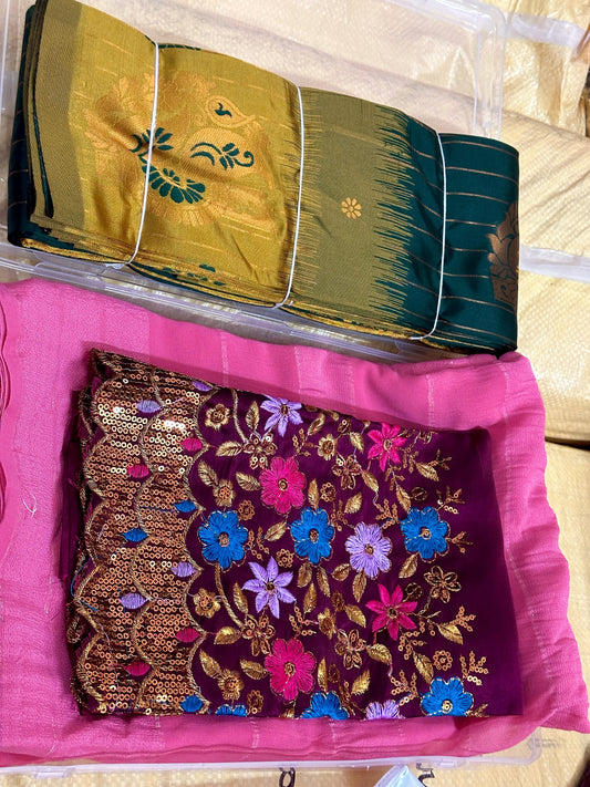 ( 1+1 OFFER ) SAREE + WOK BLOUSE KANCHI SEMI SILK