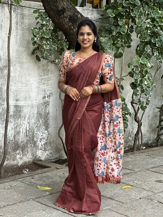 LINEN COTTON WITH KALAMKARI DESIGN