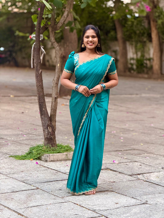 Silk Saree + work blouse combo