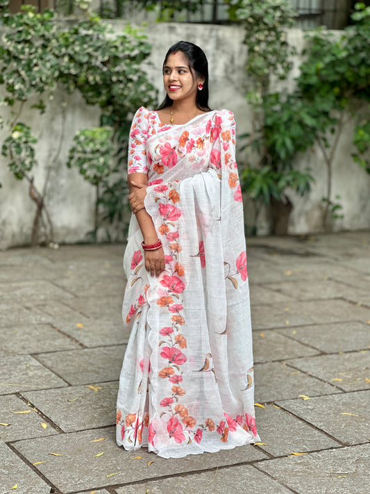 linen cotton Halfsaree model
