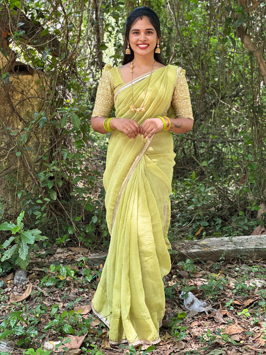 Popcorn material Fancy Saree + work blouse