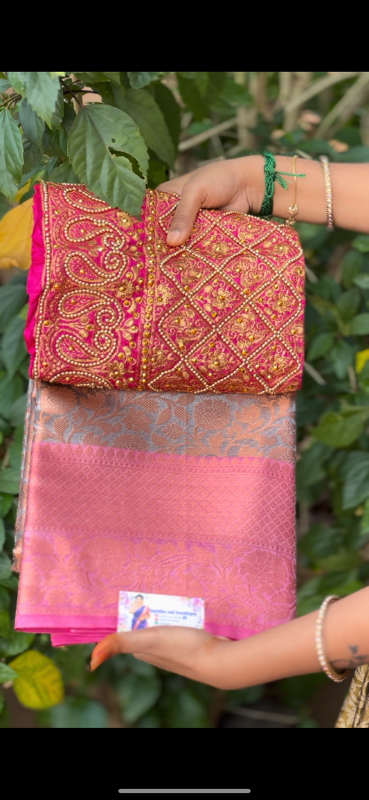 Saree + work blouse combo