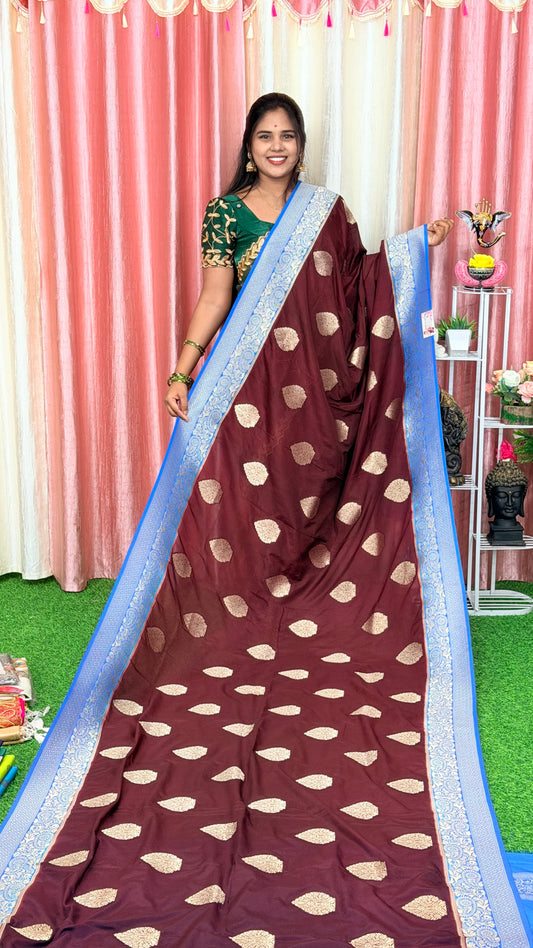 Mysore crepe silk saree with kanchi border