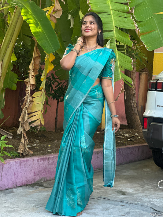 Linen silk saree